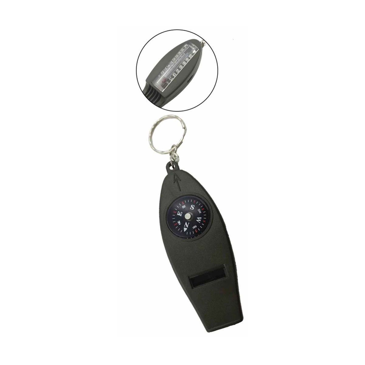 WHISTLE + COMPASS + MAGNIFYING + THERMOMETER