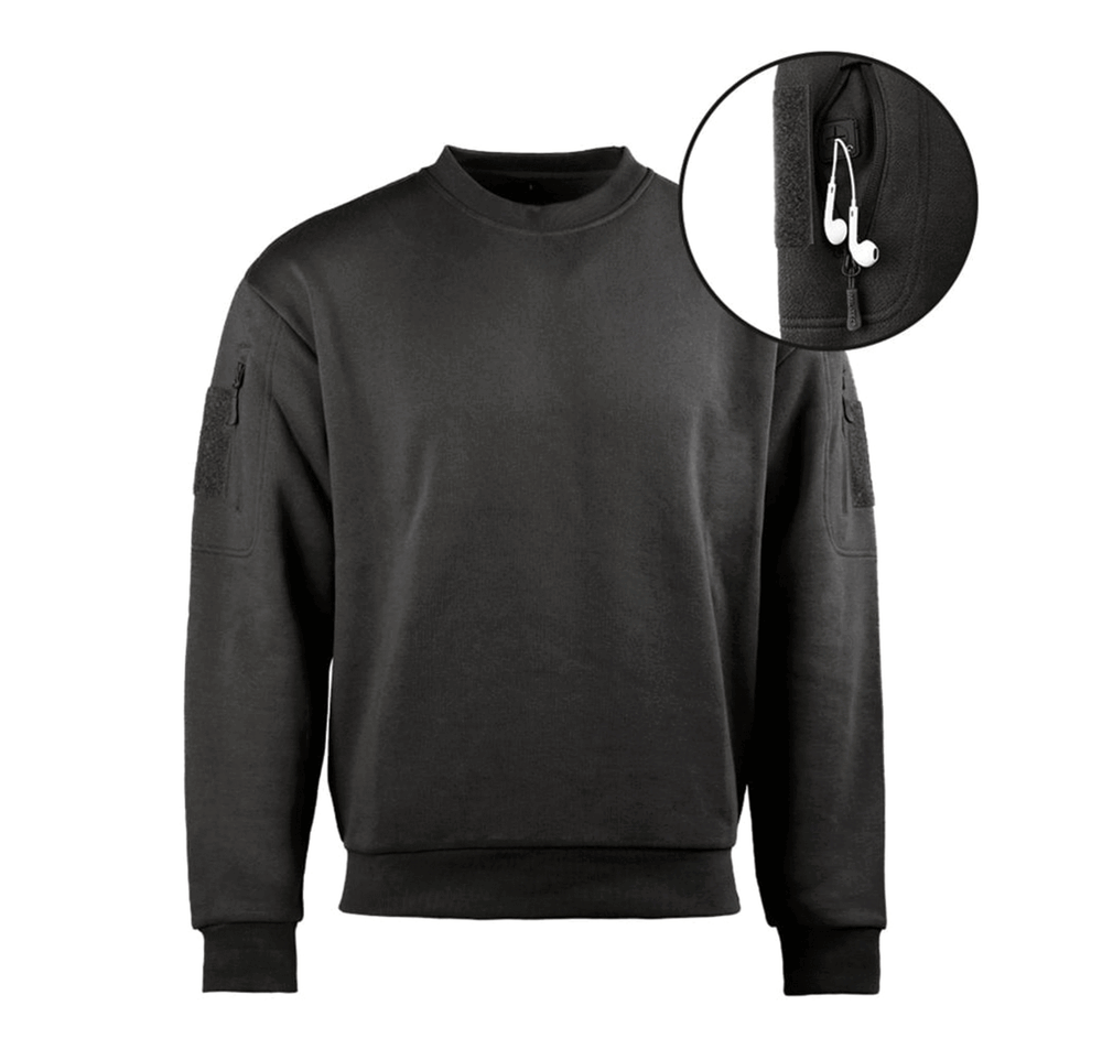 SWEATSHIRT - MIL-TEC - TACTICAL SWEATSHIRT RUNDHALS Black