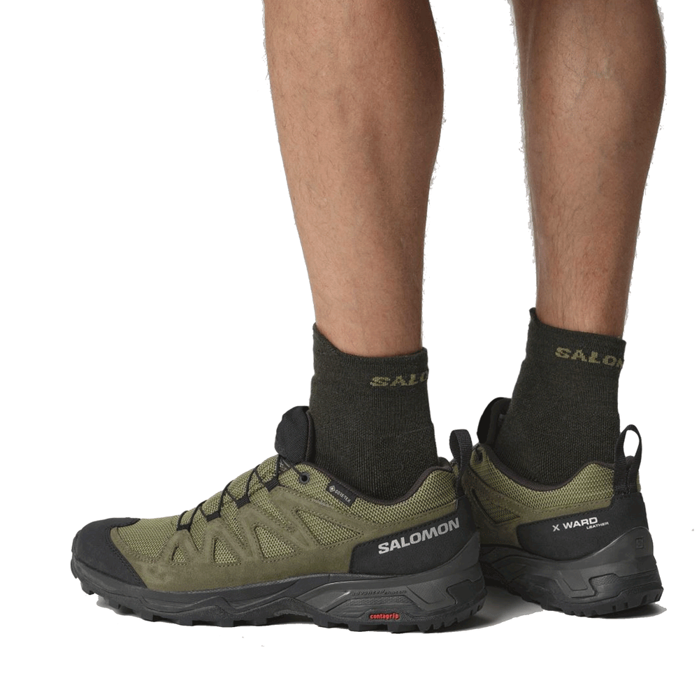 SALOMON - UOMO - X WARD LEATHER GTX Deep Lichen Green / Black / Olive Night
