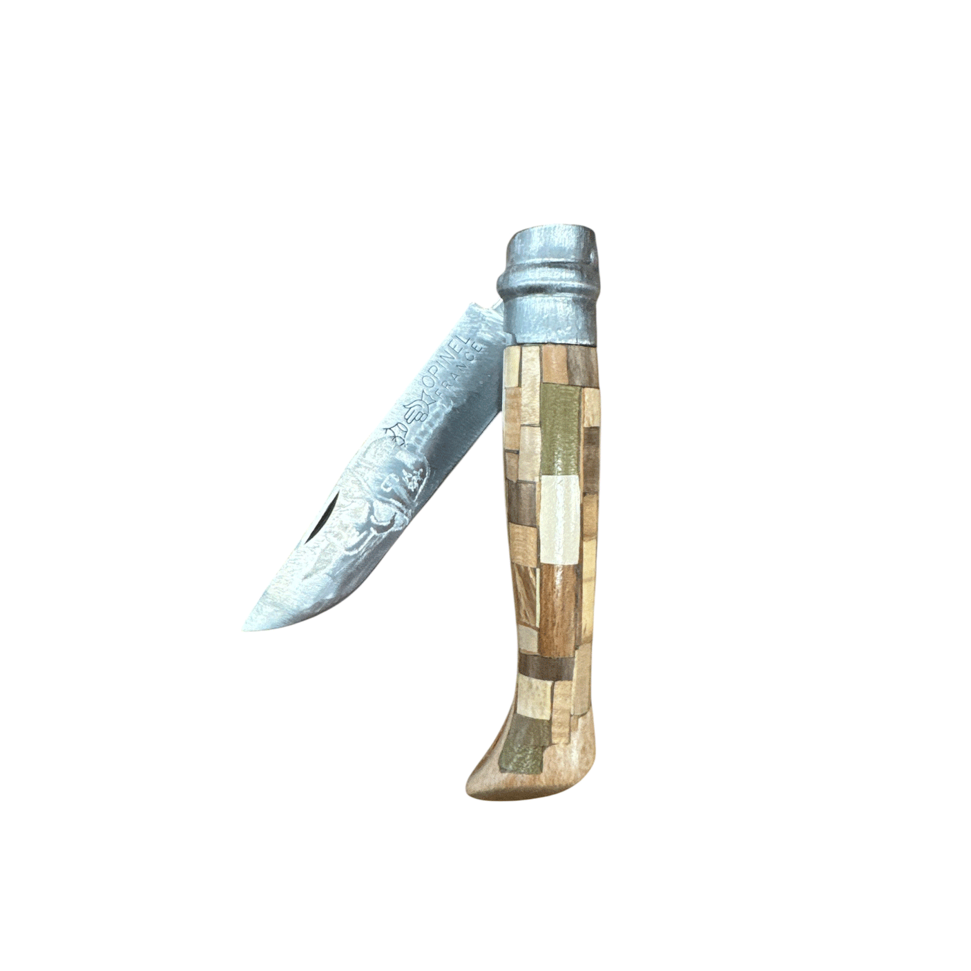 COLTELLO - OPINEL - N.9 CARBONE REALIZZATO A MANO | INTARSIATO | QUADRETTI