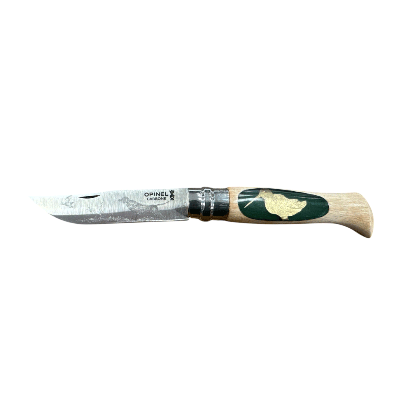 COLTELLO - OPINEL - N.9 CARBONE REALIZZATO A MANO CON BECCACCIA+PIUMA