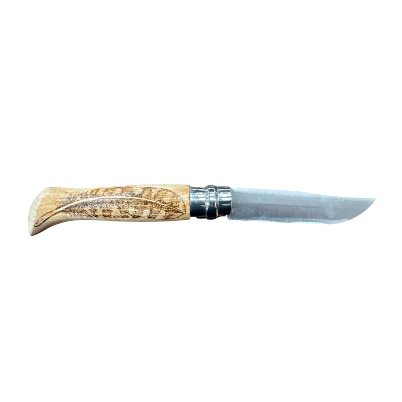 COLTELLO - OPINEL - N.9 CARBONE REALIZZATO A MANO CON BECCACCIA+PIUMA