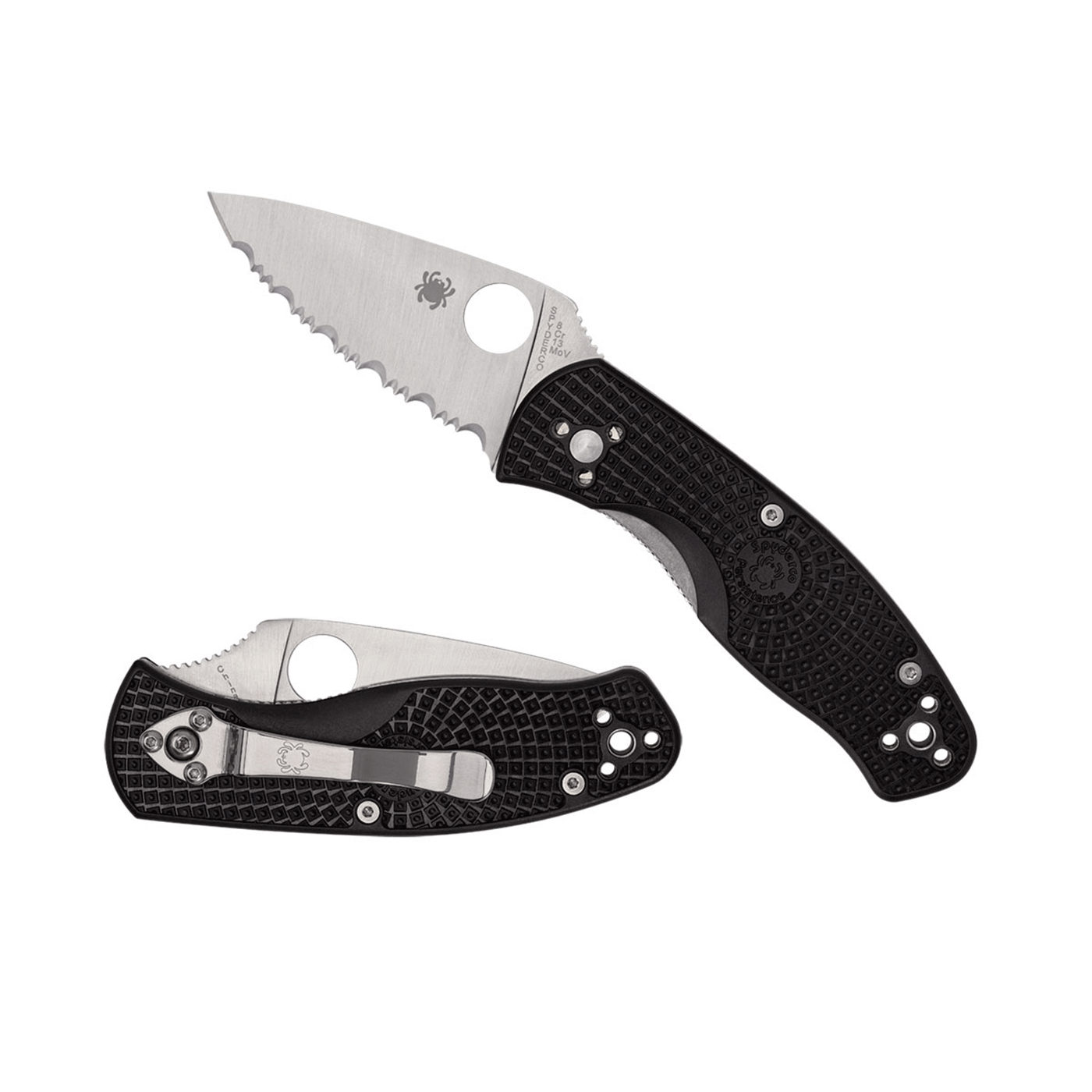 KNIFE - SPYDERCO - PERSISTENCE FRN BLACK SERRATED C136SBK