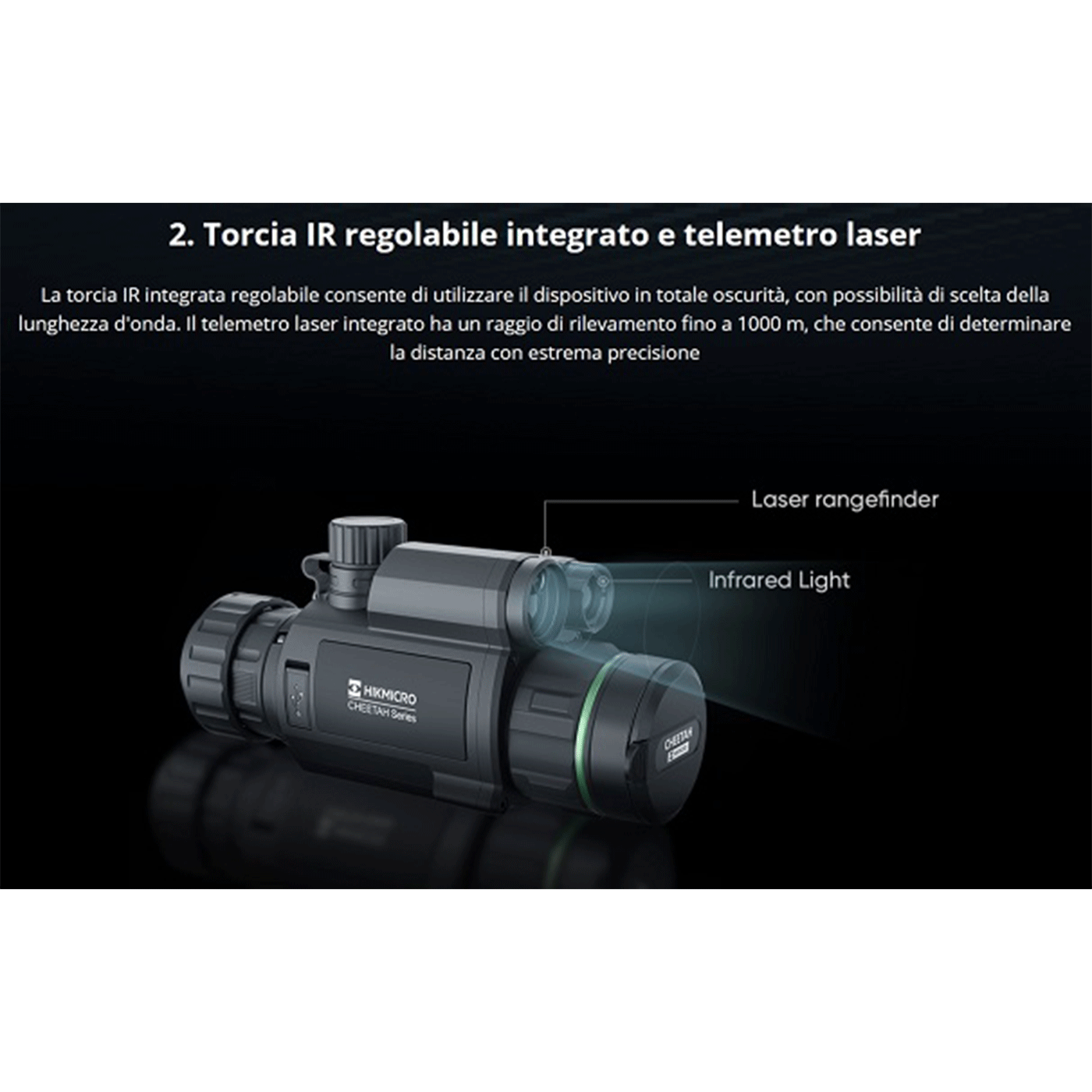 HIKMICRO - CHEETAH NIGHT VISION DIGITAL SCOPE TELEMETRO Torcia 940nm con Reticolo