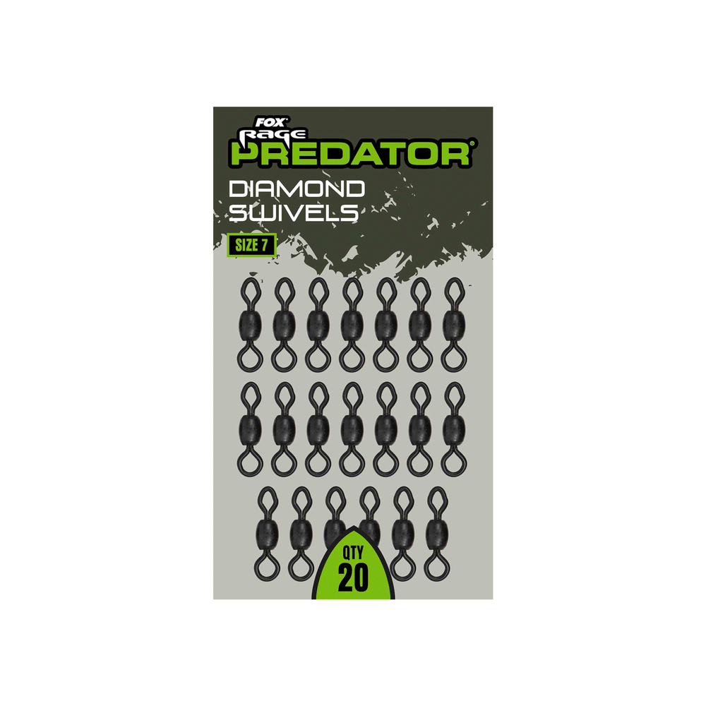 FOX RAGE PREDATOR - DIAMOND SWIVELS SIZE 7 (QTY 20)