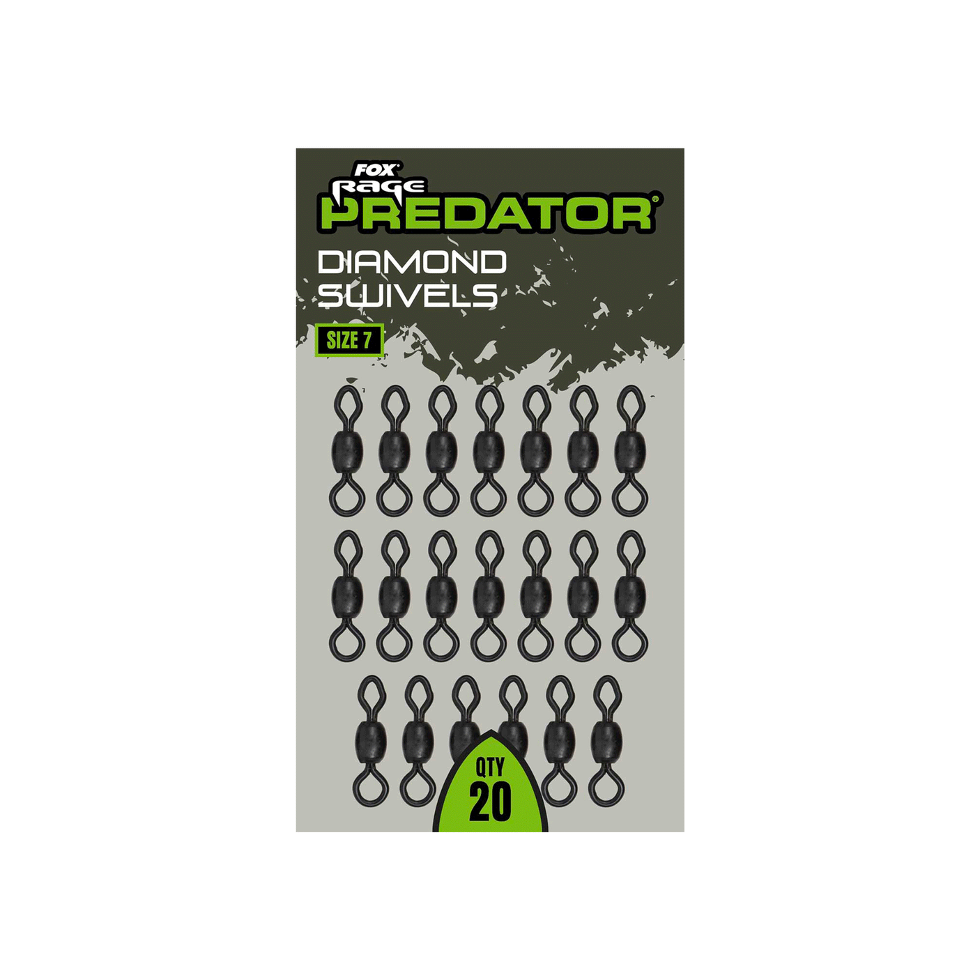 FOX RAGE PREDATOR - DIAMOND SWIVELS SIZE 7 (QTY 20)