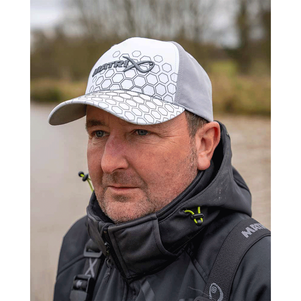 HAT - MATRIX - HEX PRINT BASEBALL CAP White