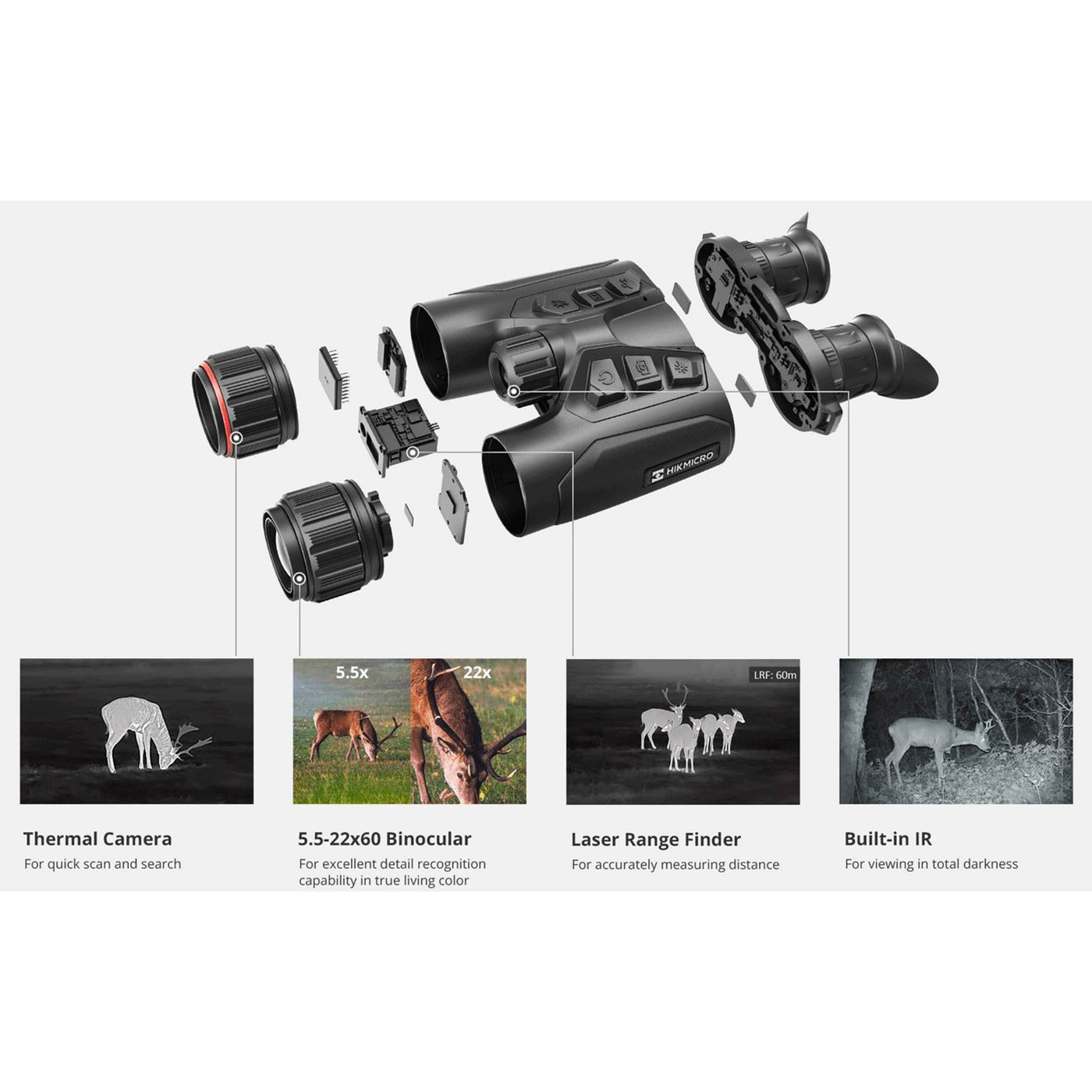 BINOCOLO TERMICO - HIKMICRO - HABROK THERMAL HE25L 4K Lente 25mm Torcia 850nm