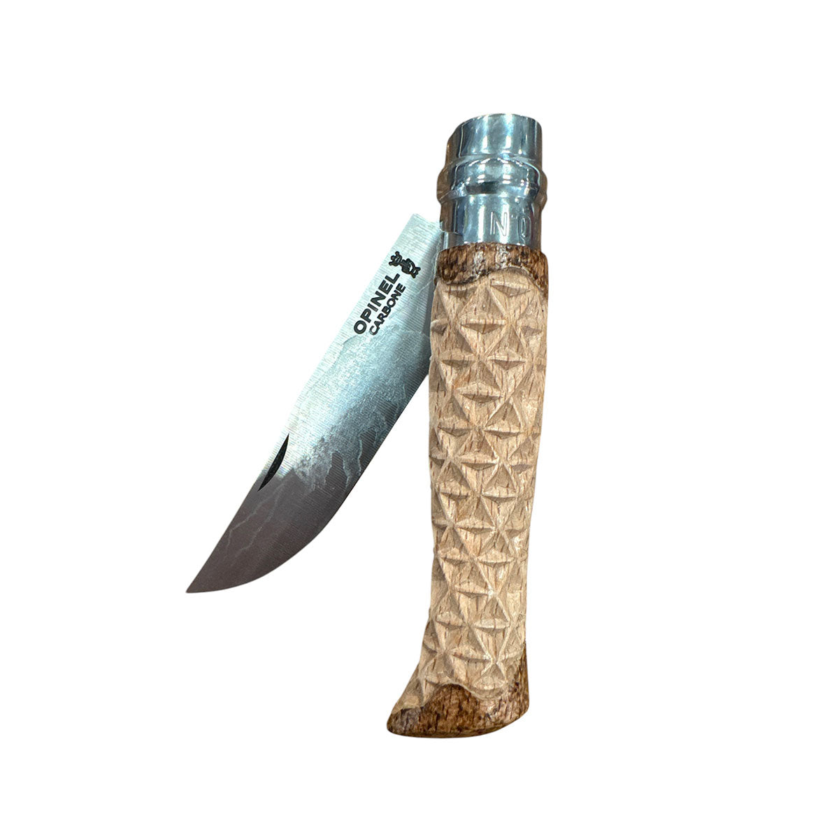 KNIFE - OPINEL - N.9 CARBON HAND MADE | TRIANGLE CARVING | BEAR BLADE