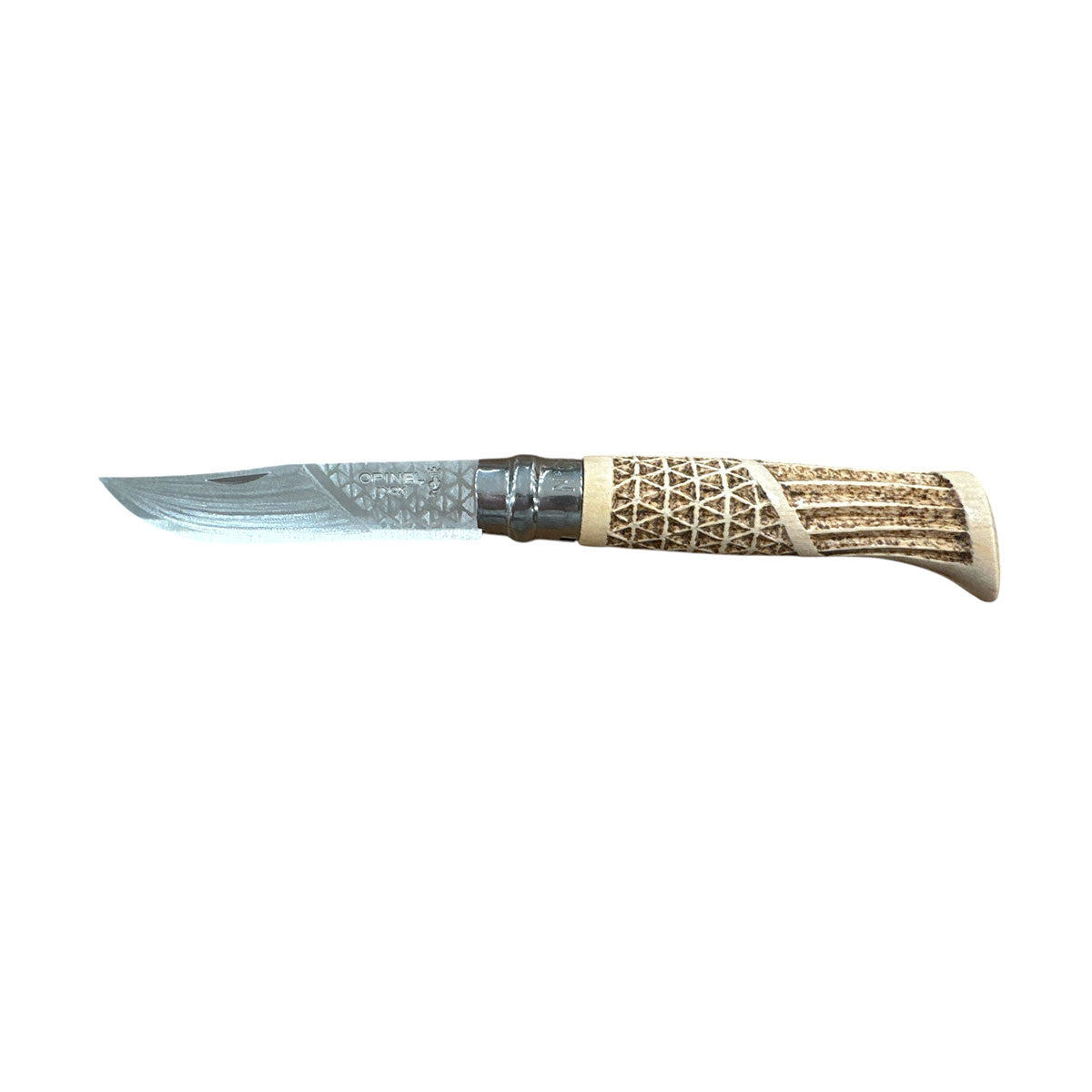 KNIFE - OPINEL - N.8 STAINLESS STEEL HAND MADE DOUBLE CARVING + PYROGRAPHY