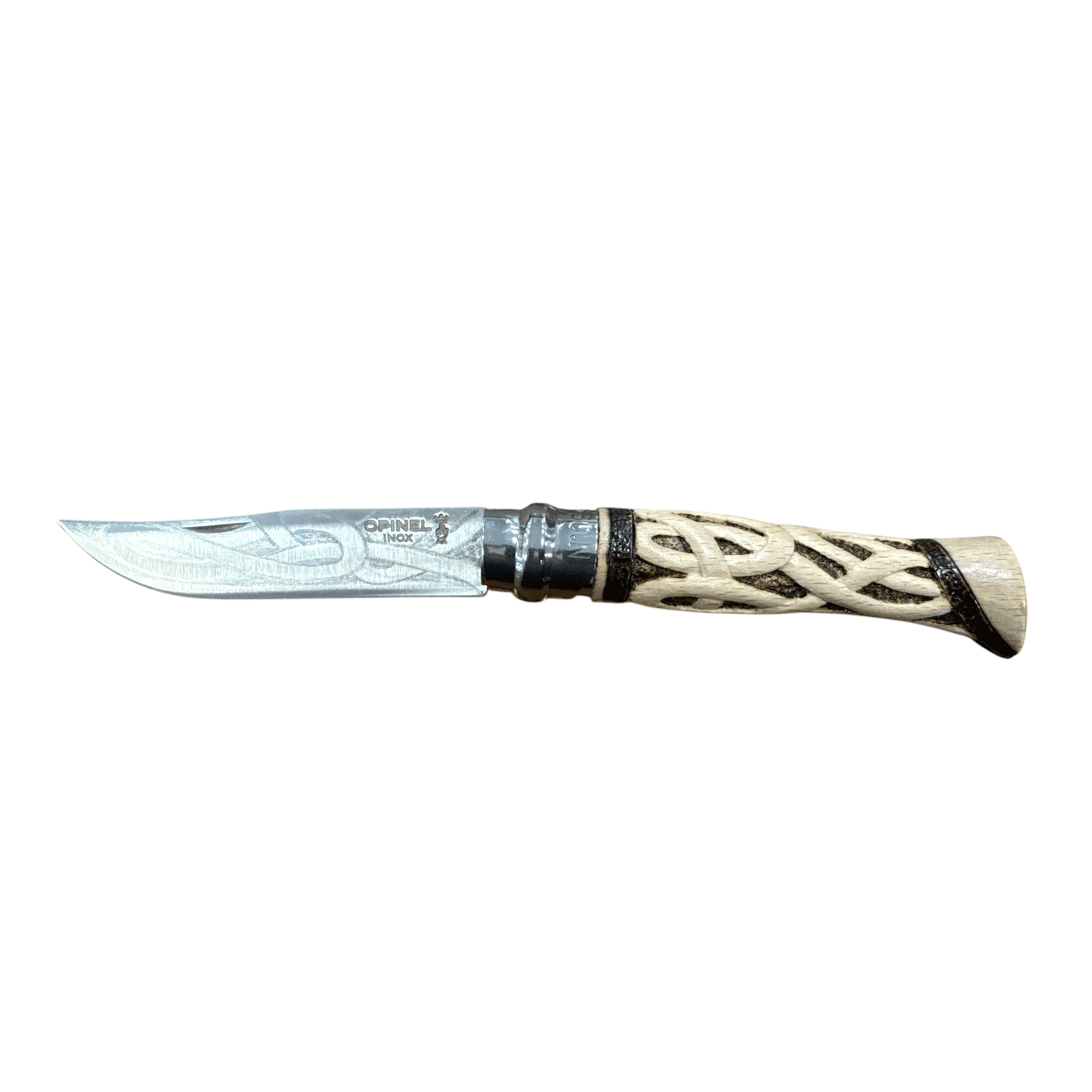KNIFE - OPINEL - N.9 STAINLESS STEEL BRAIDED + PYROGRAPHY HAND MADE
