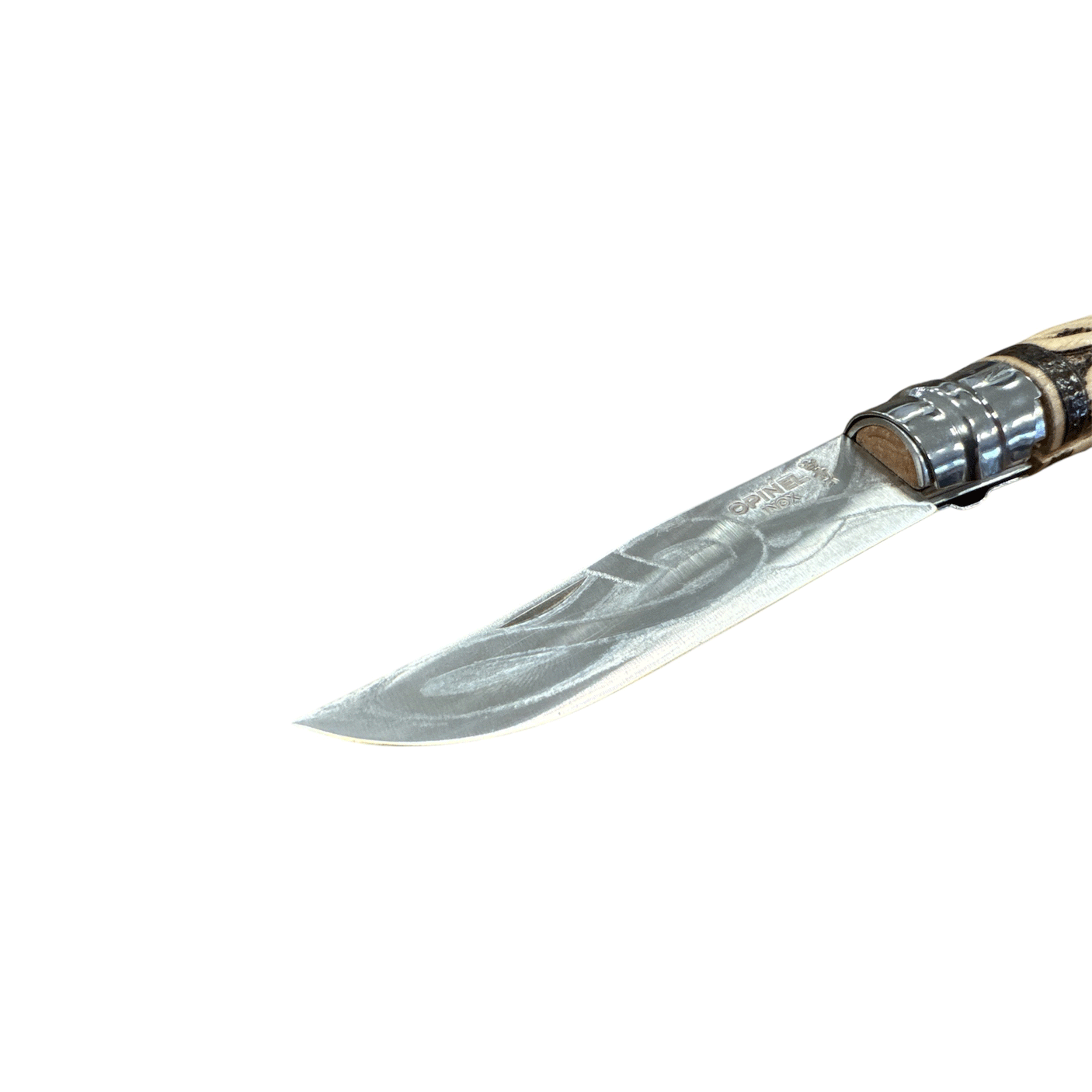 KNIFE - OPINEL - N.9 STAINLESS STEEL BRAIDED + PYROGRAPHY HAND MADE