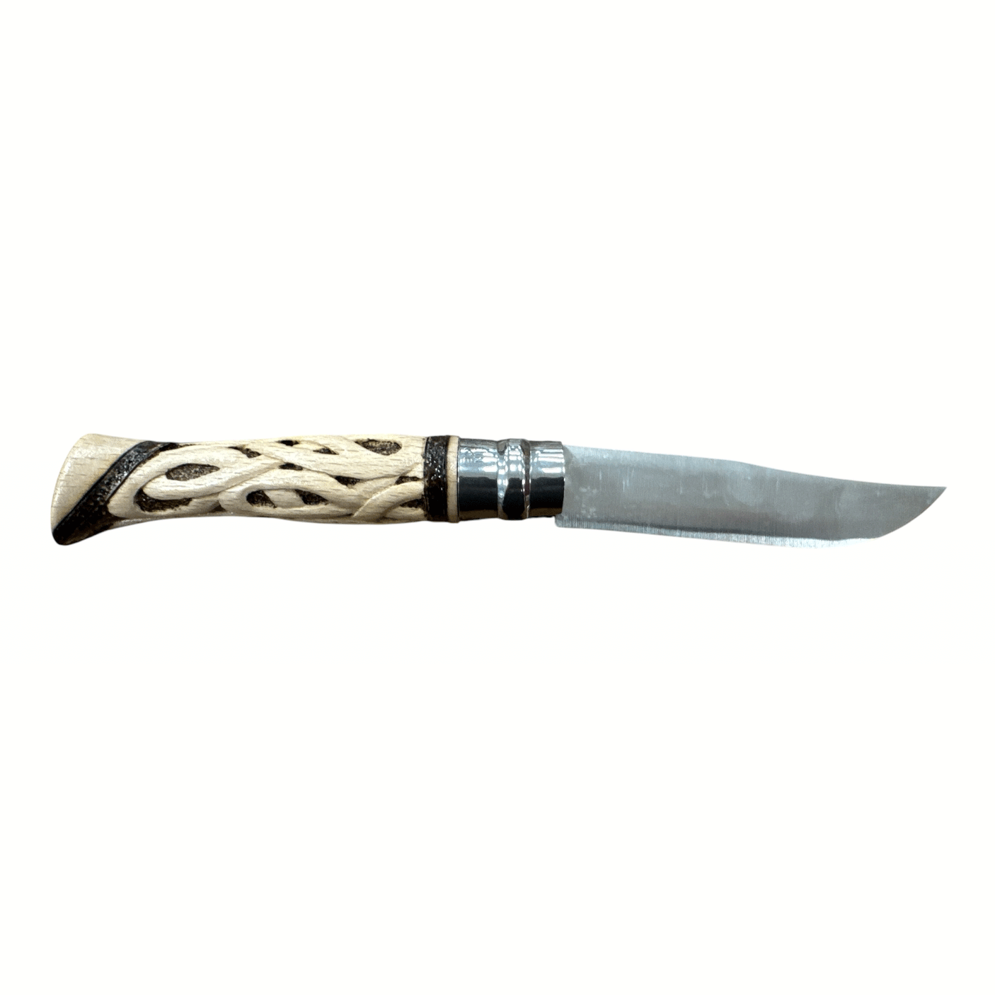 KNIFE - OPINEL - N.9 STAINLESS STEEL BRAIDED + PYROGRAPHY HAND MADE