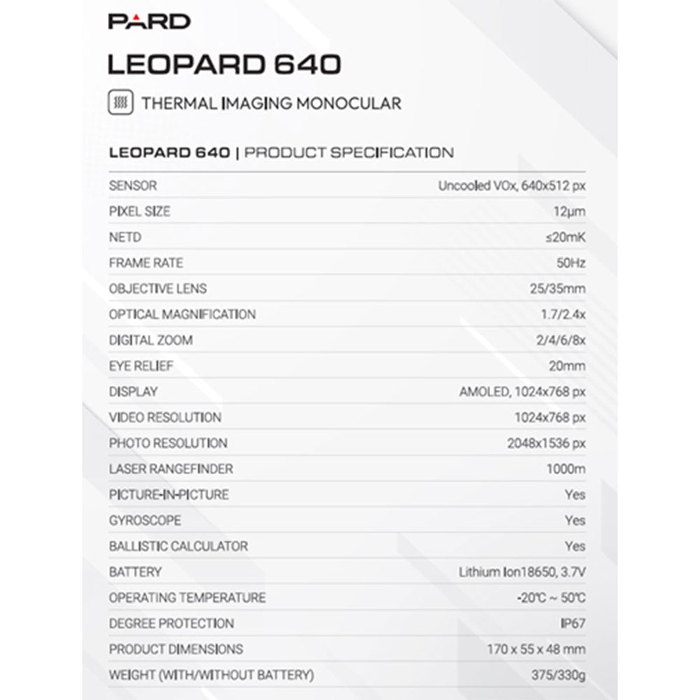 MONOCOLO TERMICO - PARD - LEOPARD 640