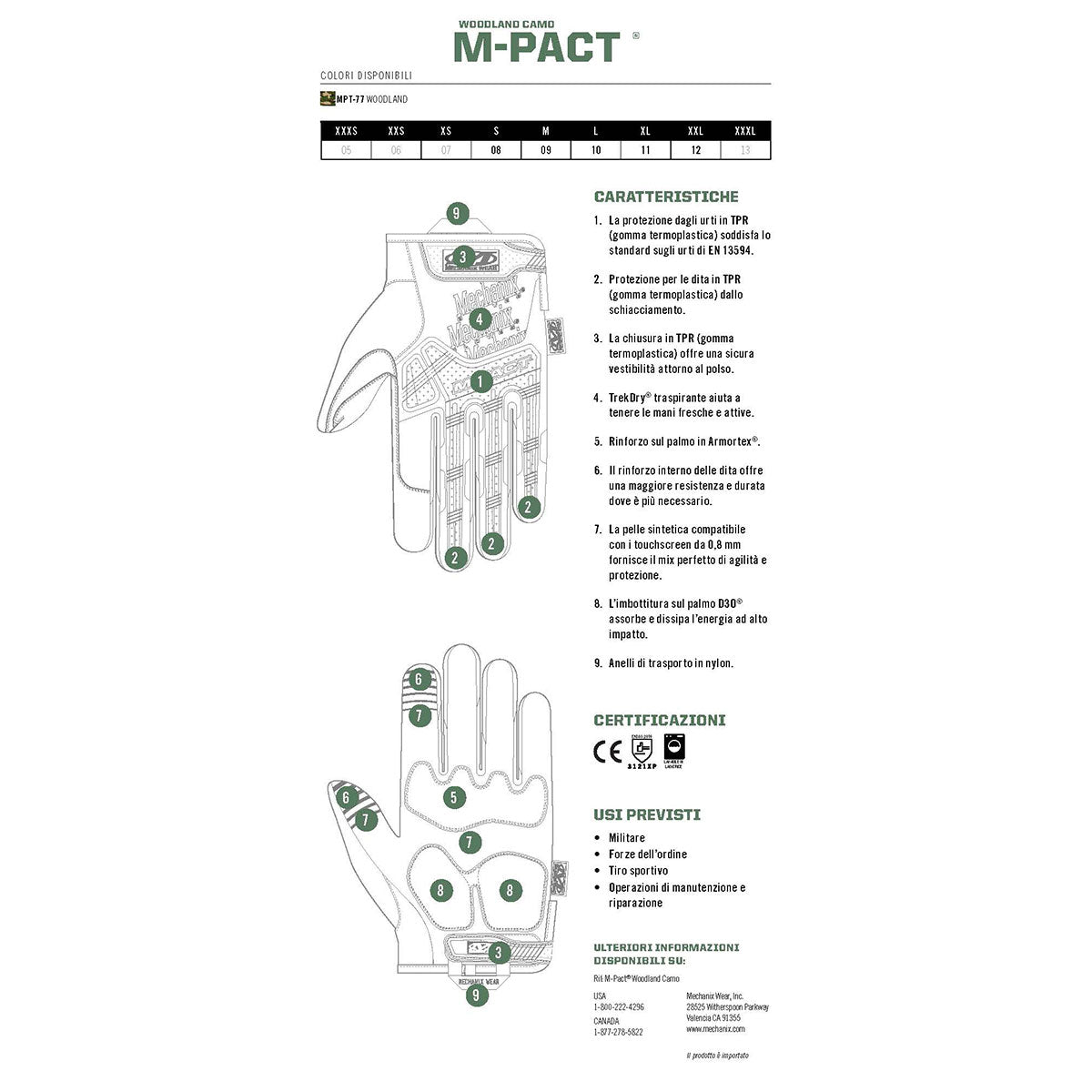 MECHANIX WEAR - M-PACT® IMPACT PROTECTION Woodland Camo