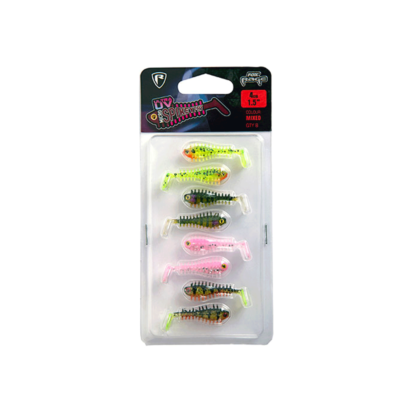 FOX RAGE - ULTRA UV SPIKEYFRY 4cm 1.5" MIXED (8PCS)