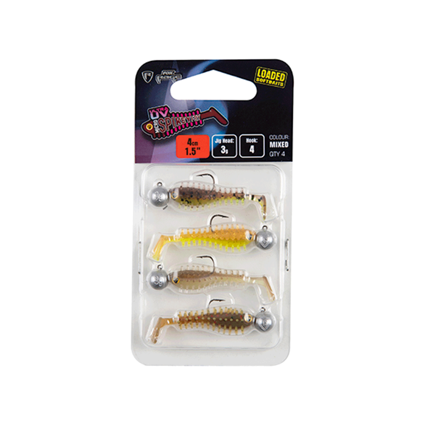 FOX RAGE - ULTRA UV MICRO SPIKEYFRY LOADED 4cm 1.5" MIXED (4PCS)