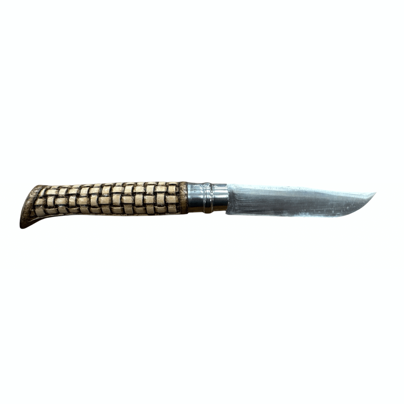 COLTELLO - OPINEL - N.12 CARBONE REALIZZATO A MANO CON LUPO E DONNA