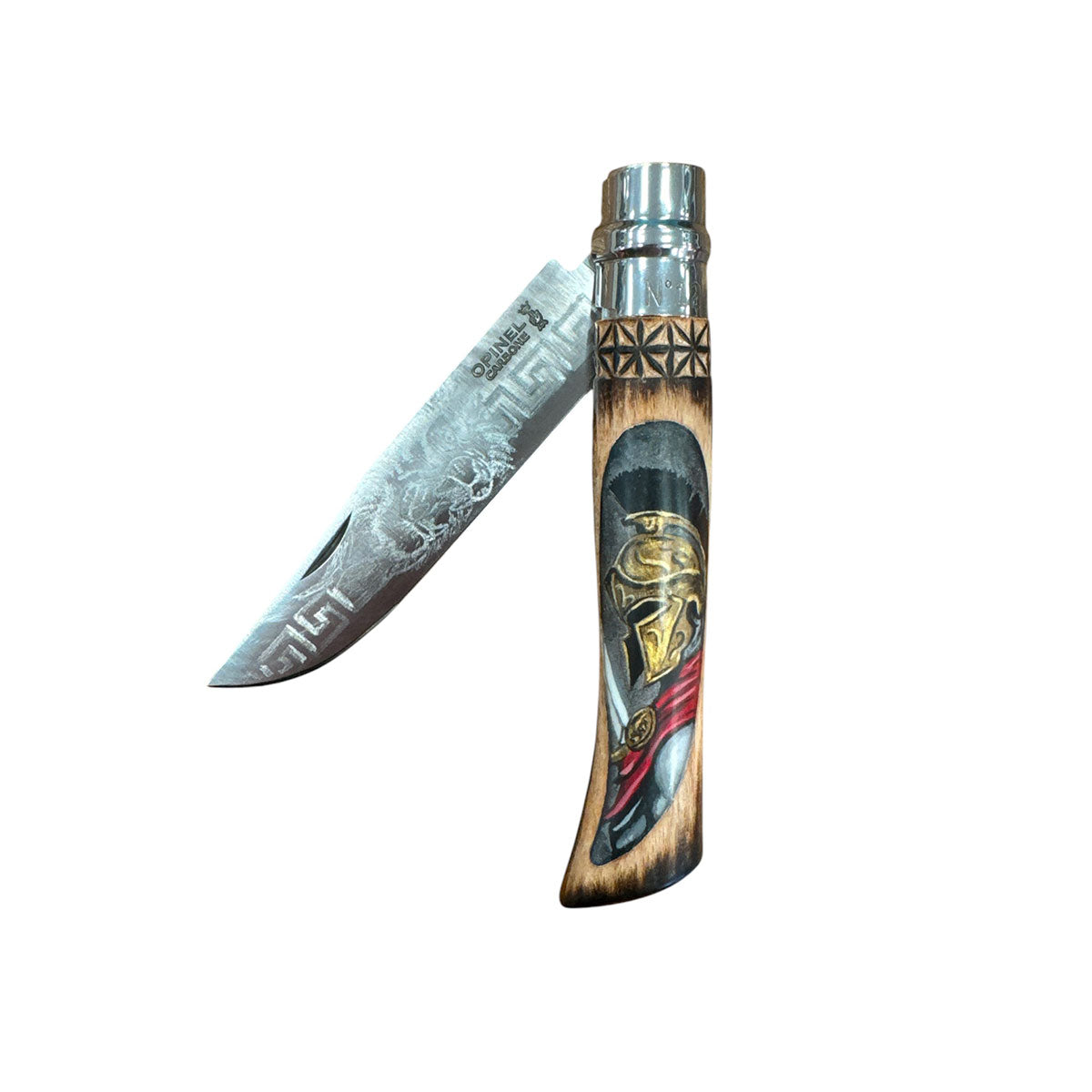KNIFE - OPINEL - N.12 CARBON HANDCRAFTED WITH SPARTAN AND LION