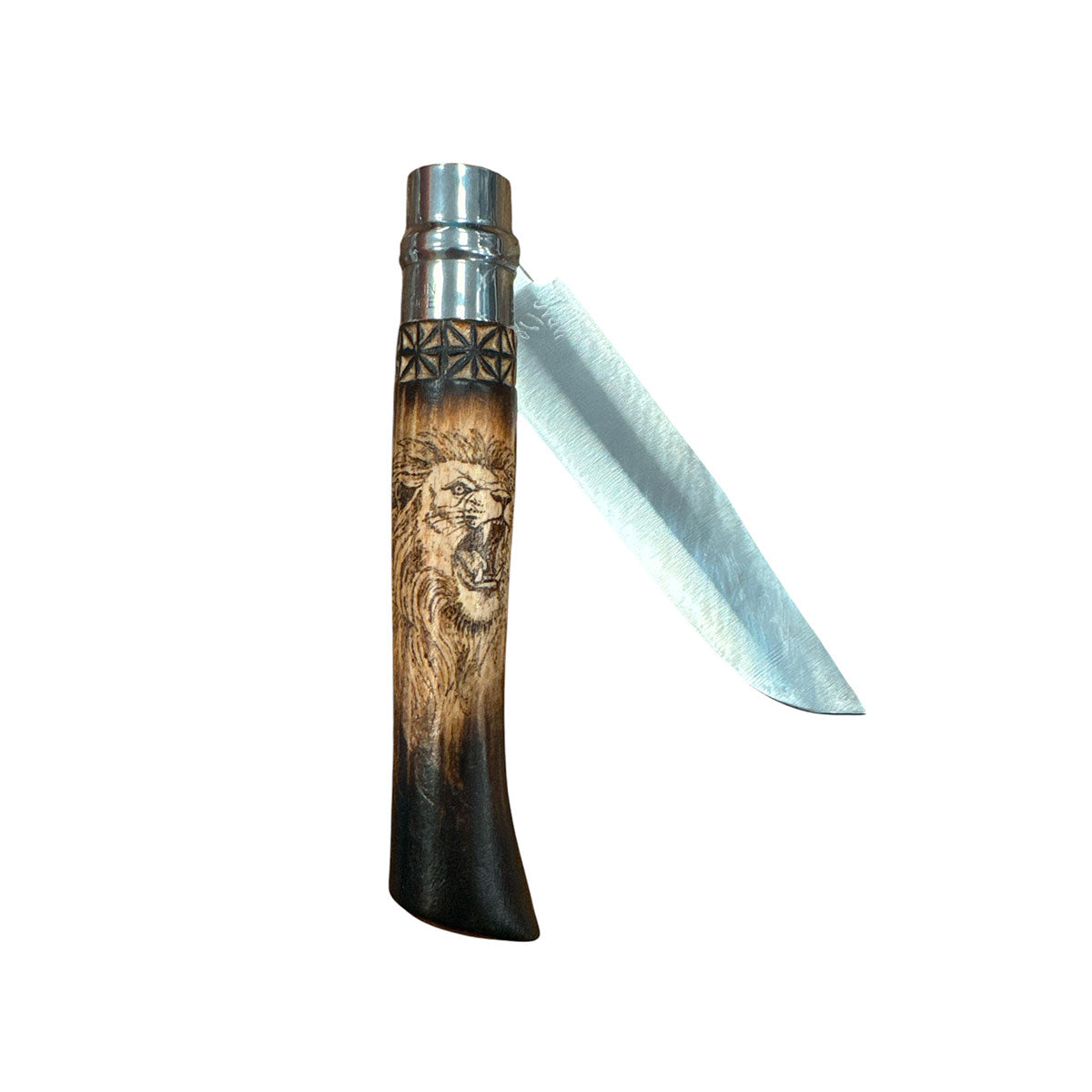 KNIFE - OPINEL - N.12 CARBON HANDCRAFTED WITH SPARTAN AND LION