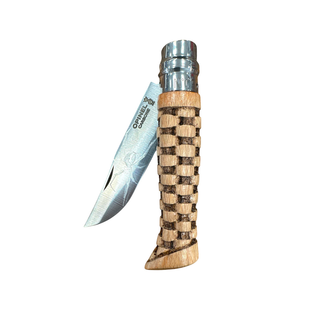KNIFE - OPINEL - N.9 CARBON HAND MADE | MESH CARVING | BLACK WIDOW BLADE