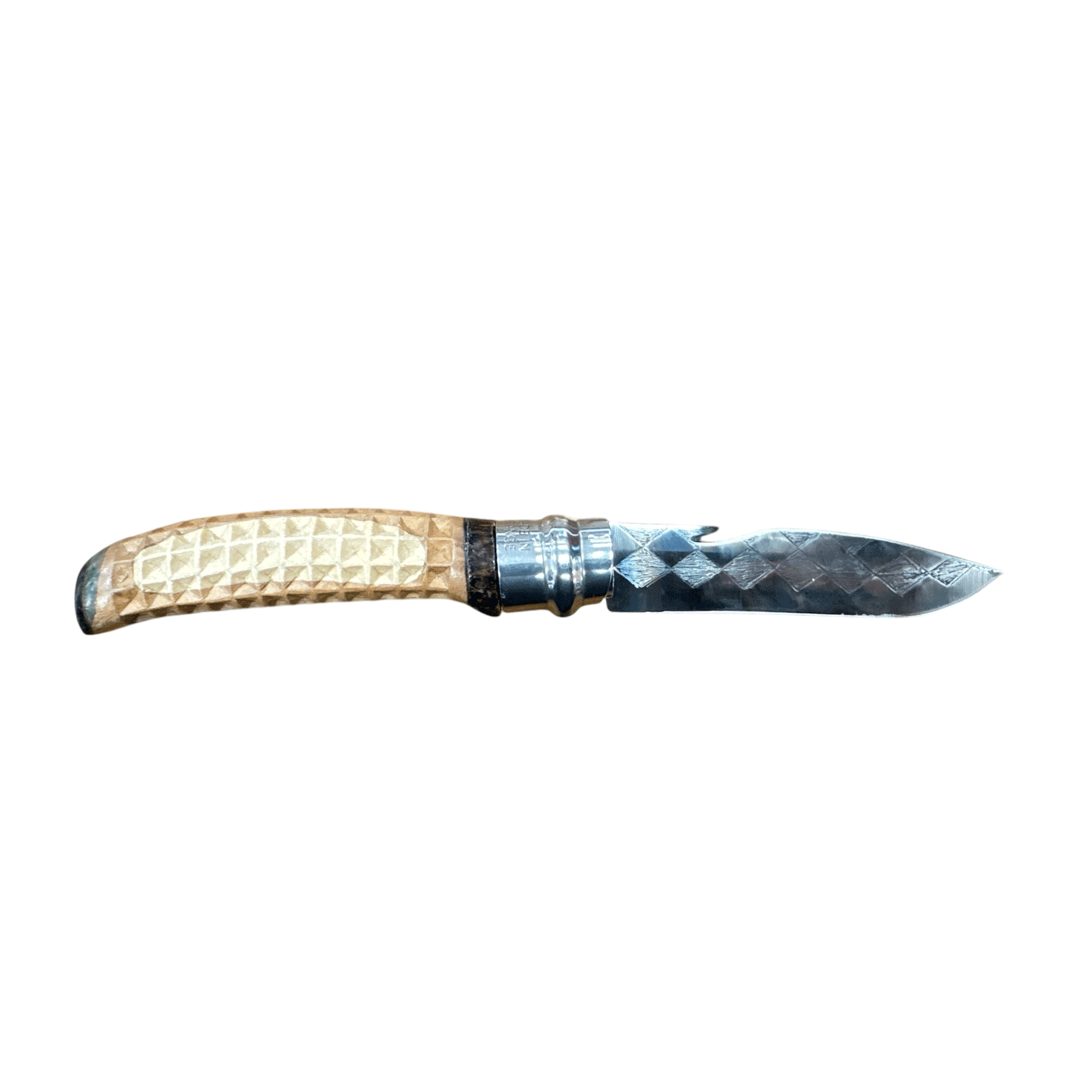 COLTELLO - OPINEL - N.8 CARBONE REALIZZATO A MANO | PERO/ACERO | INTAGLIATO