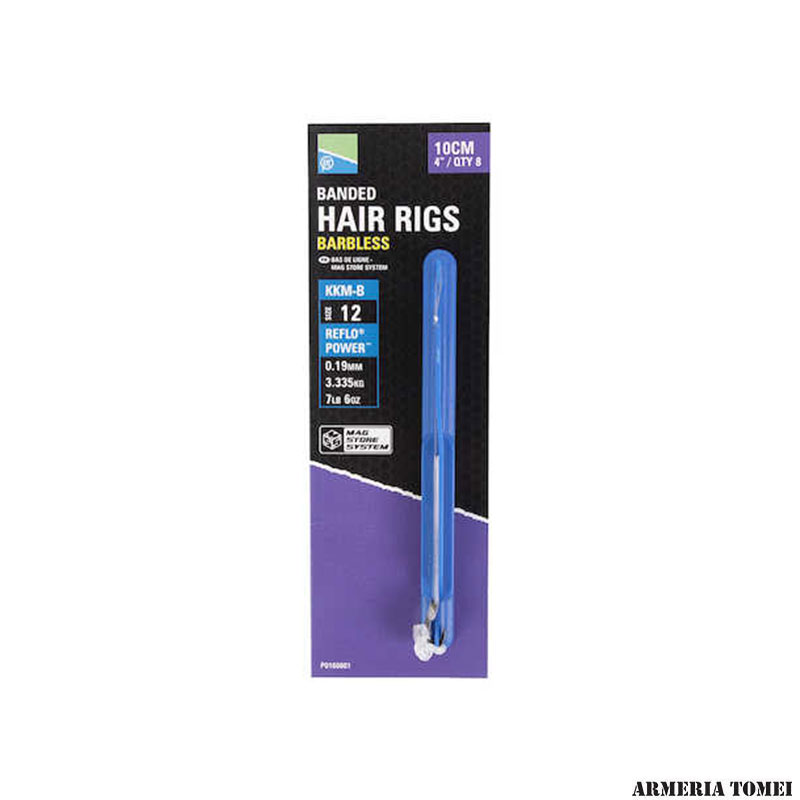 PRESTON - KKM-B MAG STORE BANDED HAIR RIGS MSS RIG - 10CM 4" BANDED - SIZE 18 KKM-B (QTY8)