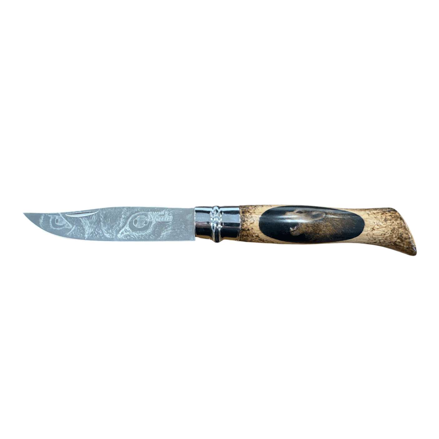 COLTELLO - SWISS BLADE - N.10 REALIZZATO A MANO CON LUPO E DONNA