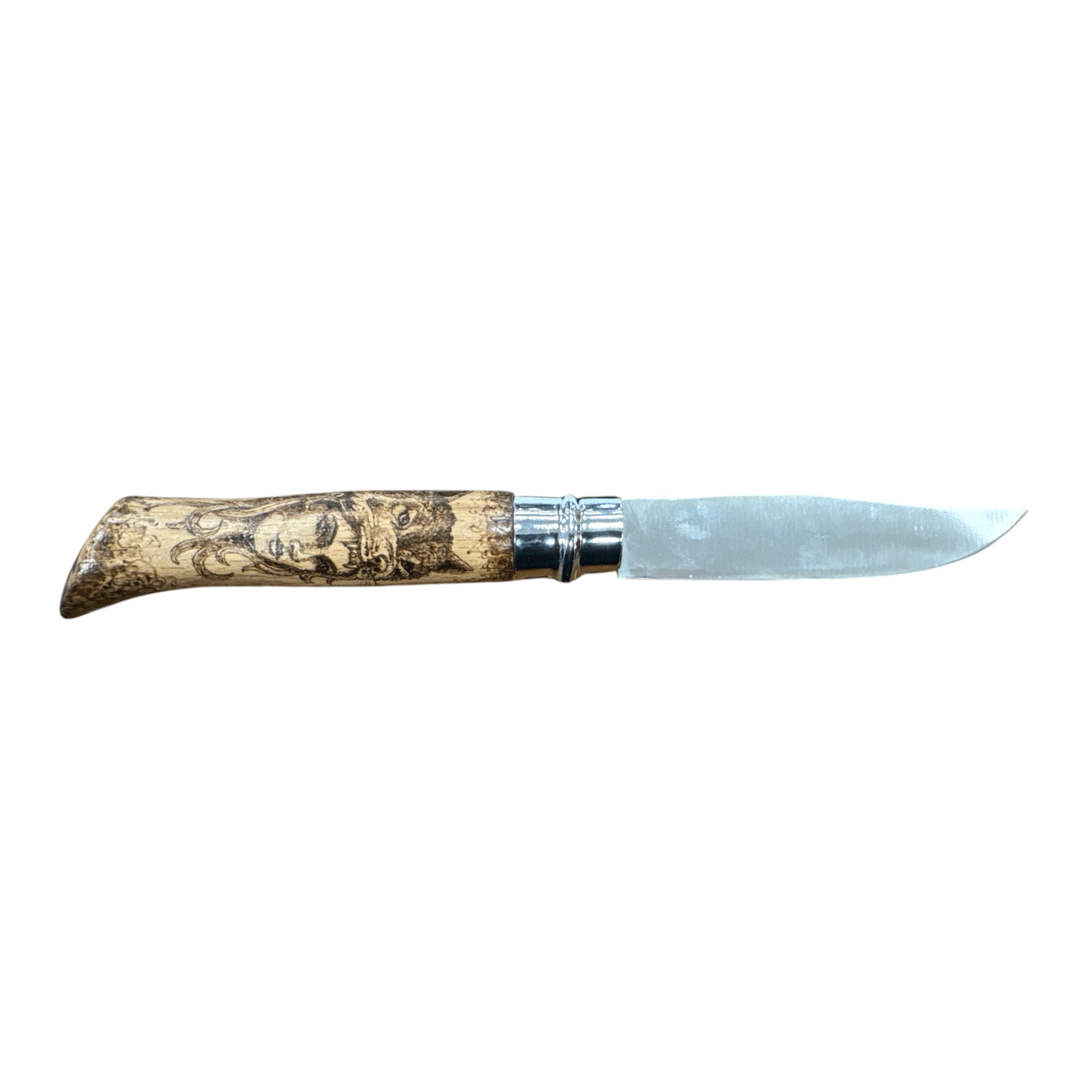 COLTELLO - SWISS BLADE - N.10 REALIZZATO A MANO CON LUPO E DONNA