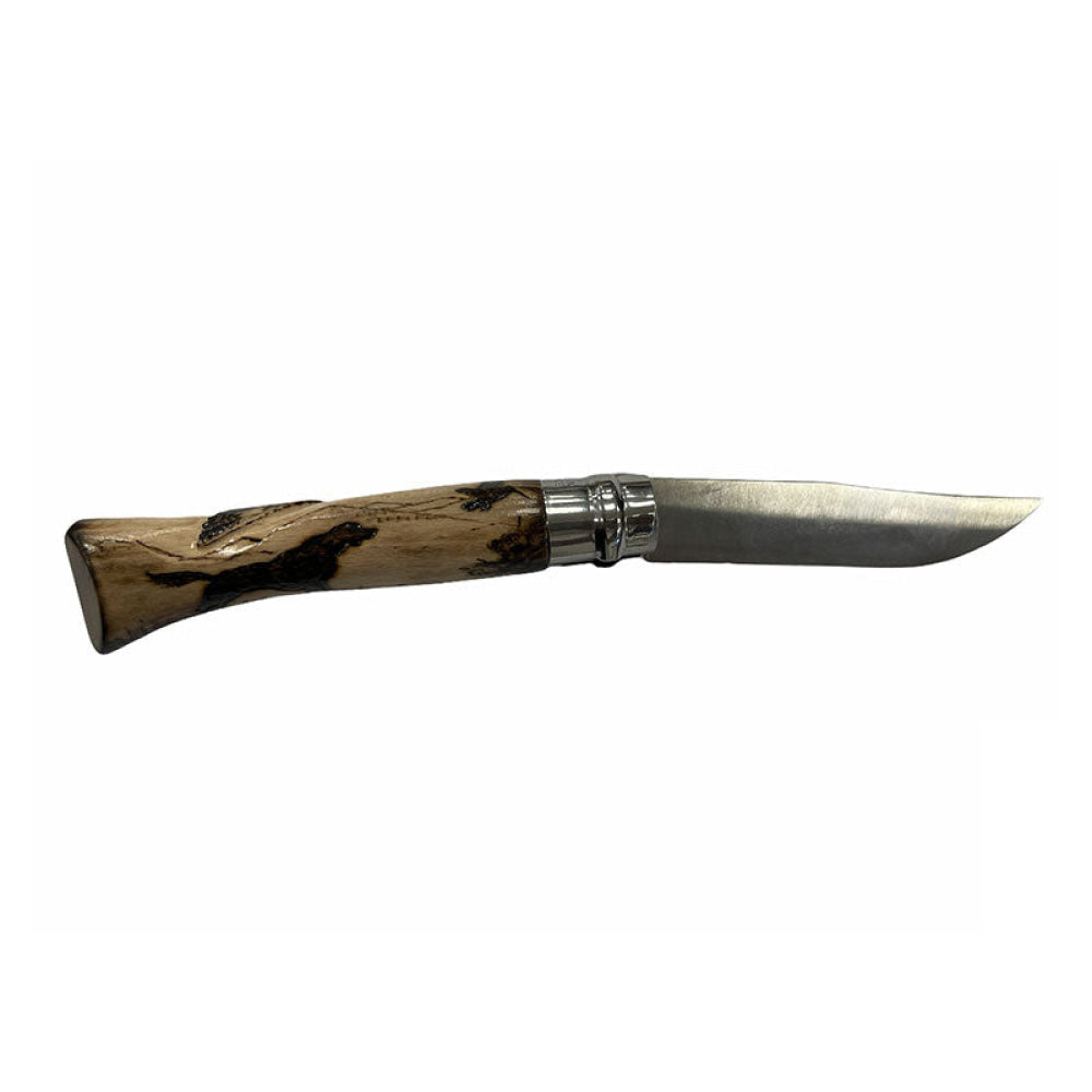 Coltello - Opinel N.10 Carbonio Con Disegno Beccaccia/Scena Caccia Realizzato A Mano
