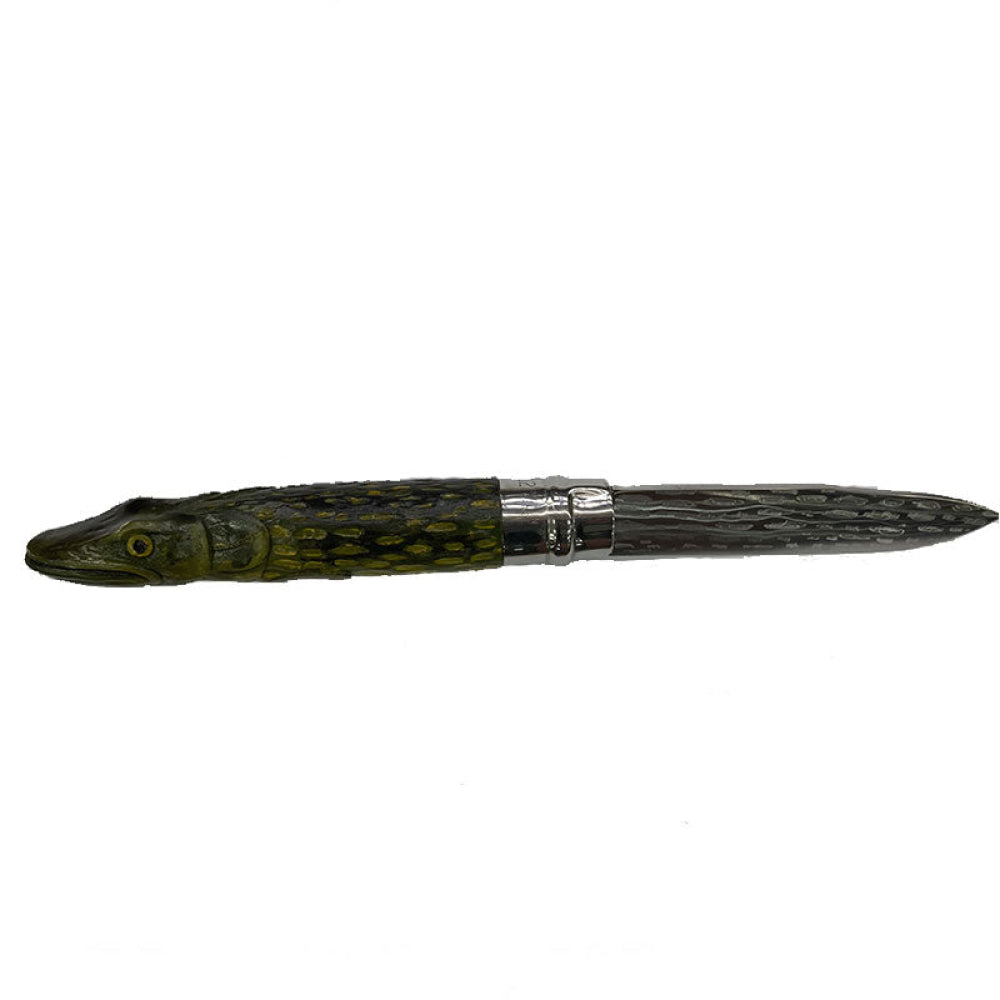 Coltello - Opinel N.12 Carbonio Con Disegno Luccio Realizzato A Mano