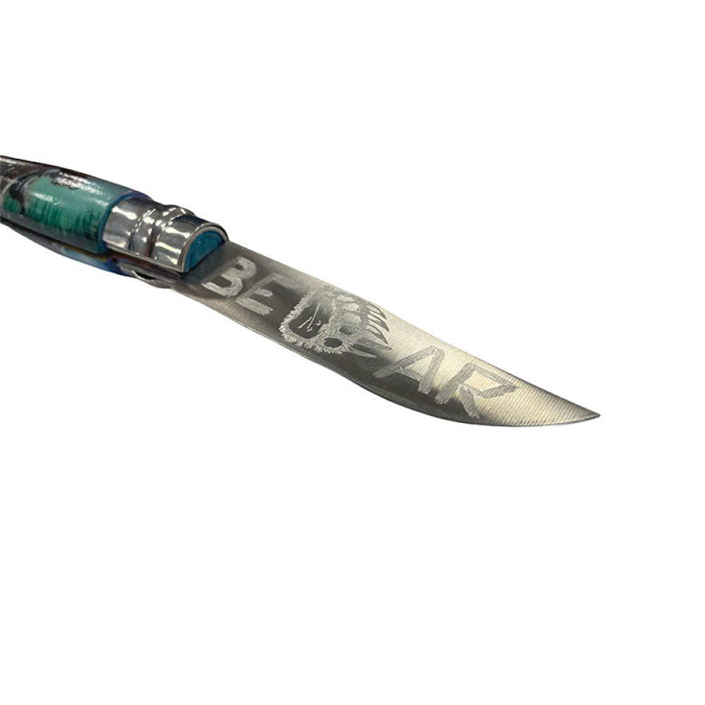 Coltello - Opinel N.9 Inox Realizzato A Mano Con Aerografo Scena Orso