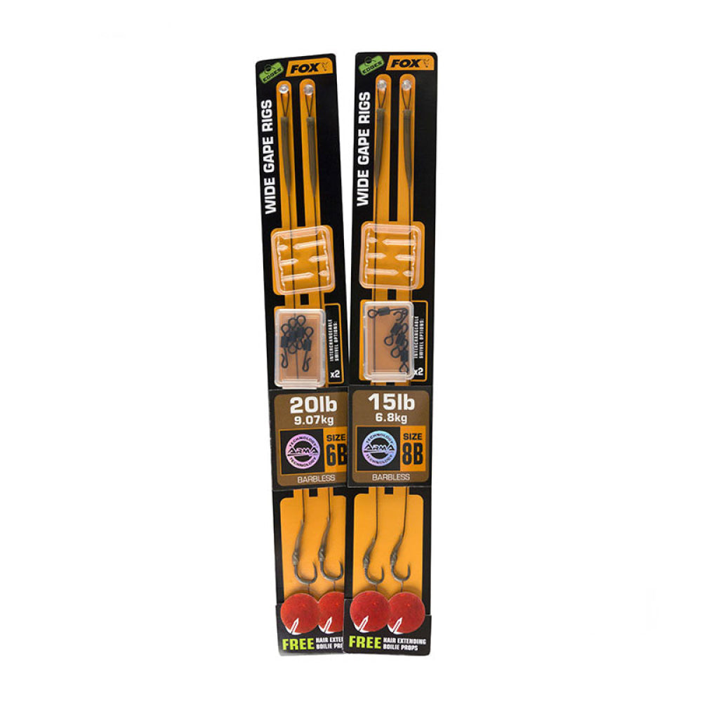 Finali - Fox Edges™ Wide Gape Ready Rigs Gravelly Brown 20Lb Size 6 Wide Gape Ready Rig Barbed