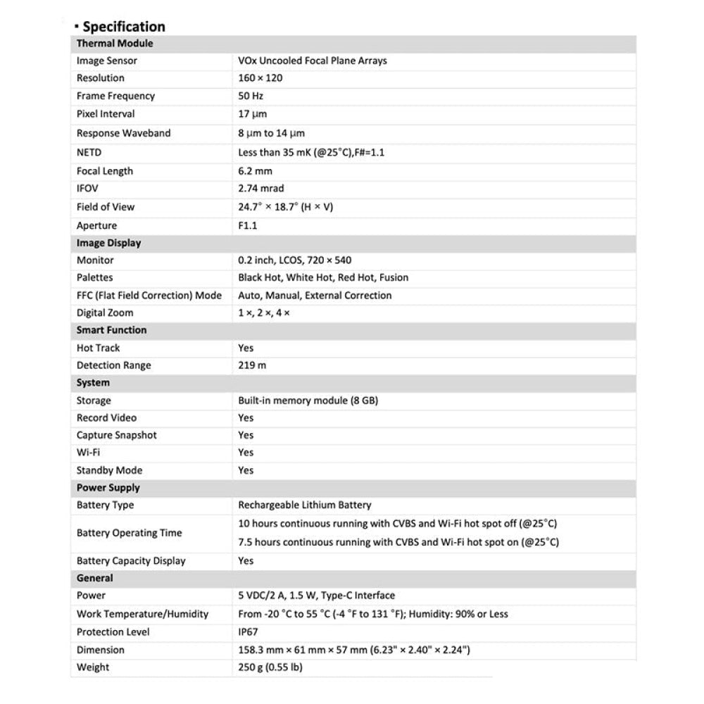 Monocolo Termico - Hikmicro Lynx Lc06 Dig.zoom 1/4X Telemetro 8G Wifi 720×540 Lens 6Mm (A)