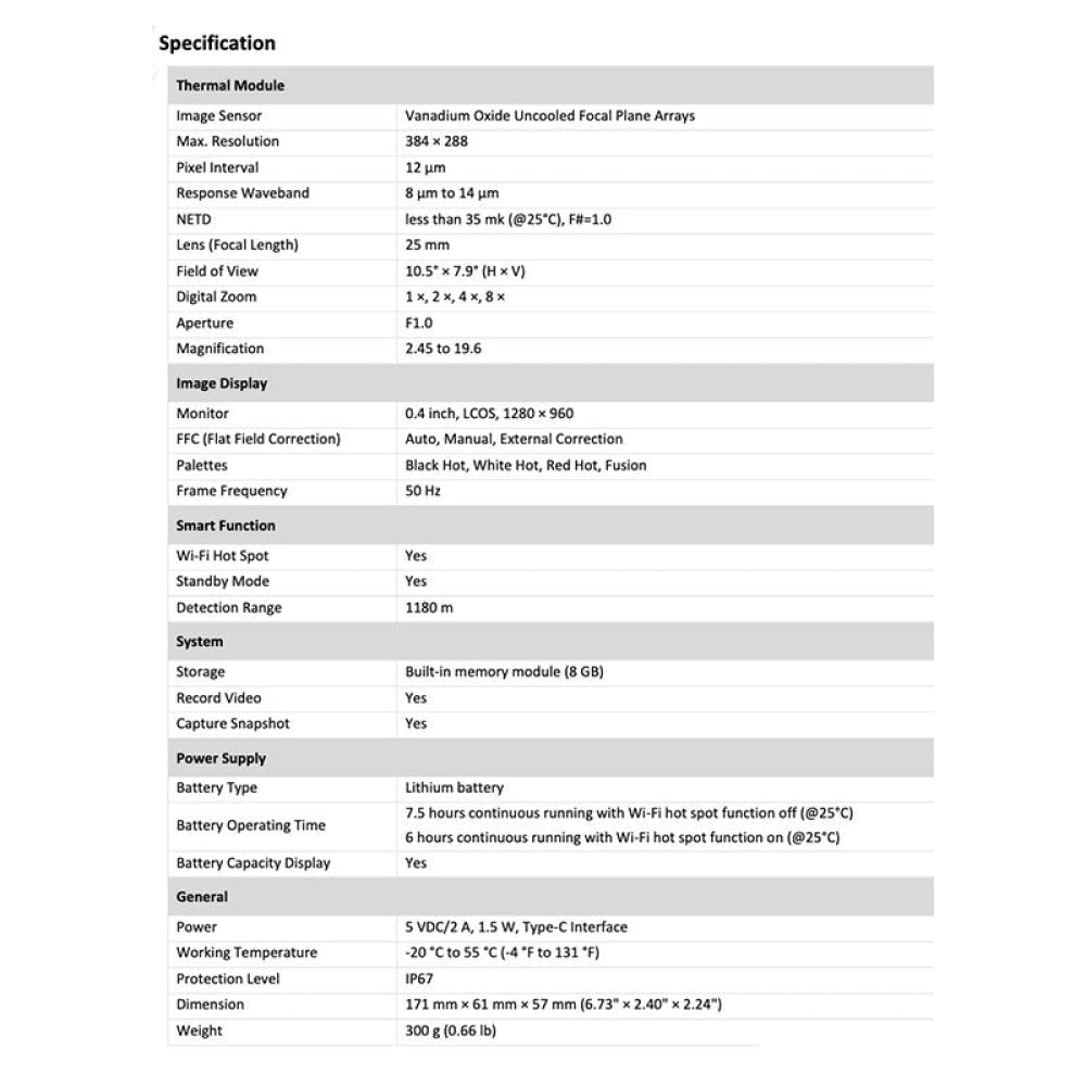 Monocolo Termico - Hikmicro Lynx Pro Hd Lh25 Dig.zoom 2 45/19 6X Telemetro 8G Wifi 1280×960 Lens