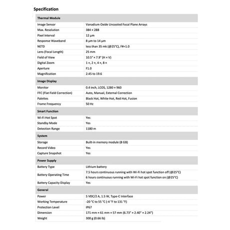 Monocolo Termico - Hikmicro Lynx Pro Hd Lh25 Dig.zoom 2 45/19 6X Telemetro 8G Wifi 1280×960 Lens