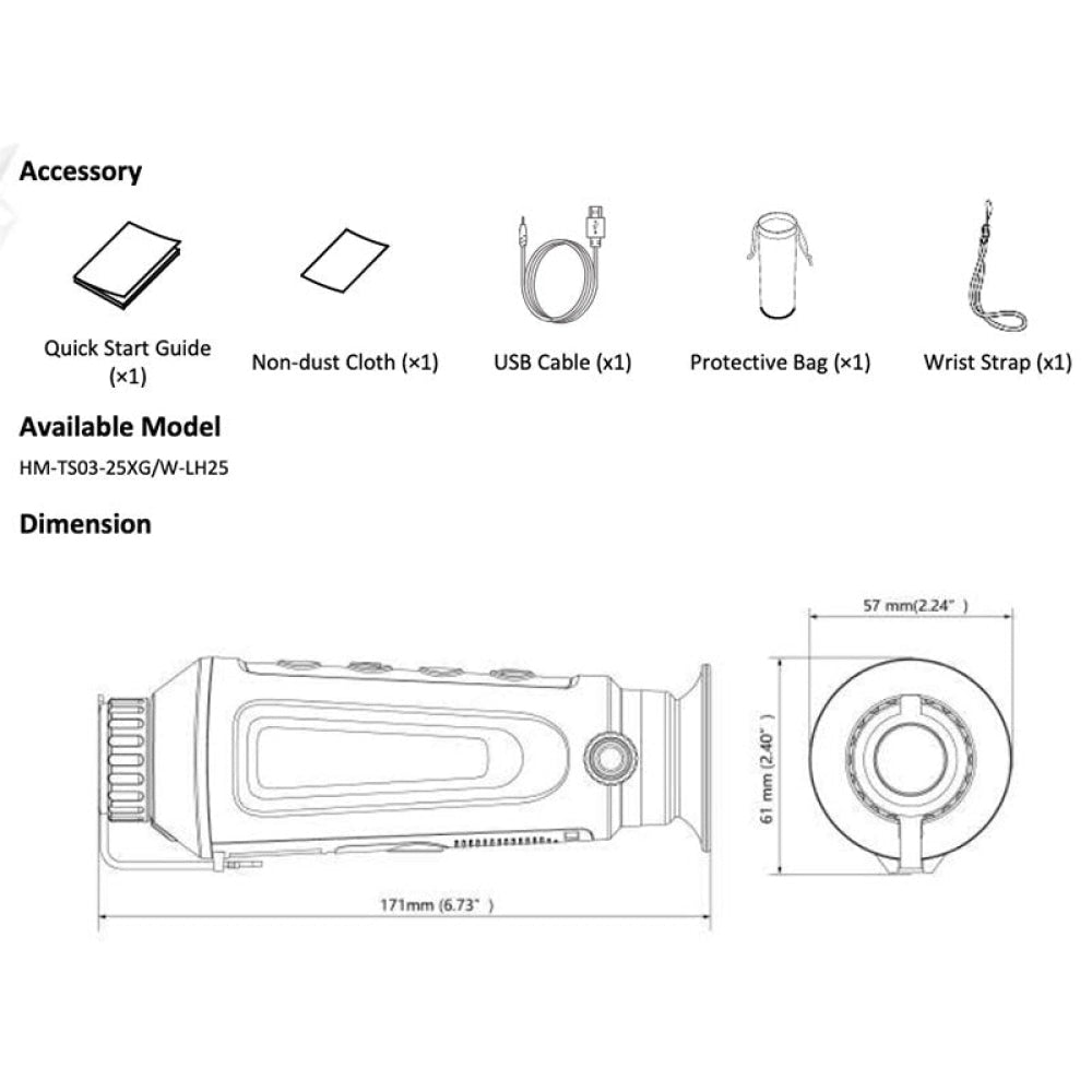 Monocolo Termico - Hikmicro Lynx Pro Hd Lh25 Dig.zoom 2 45/19 6X Telemetro 8G Wifi 1280×960 Lens