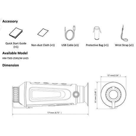 Monocolo Termico - Hikmicro Lynx Pro Hd Lh25 Dig.zoom 2 45/19 6X Telemetro 8G Wifi 1280×960 Lens