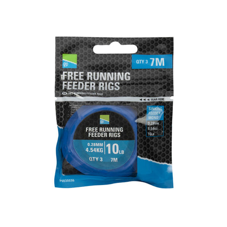 Preston - Terminali Pronti Free Running Feeder Rigs 0.28Mm 4.54Kg 10Lb 7M (Qty 3)