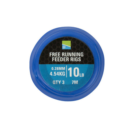 Preston - Terminali Pronti Free Running Feeder Rigs 0.28Mm 4.54Kg 10Lb 7M (Qty 3)