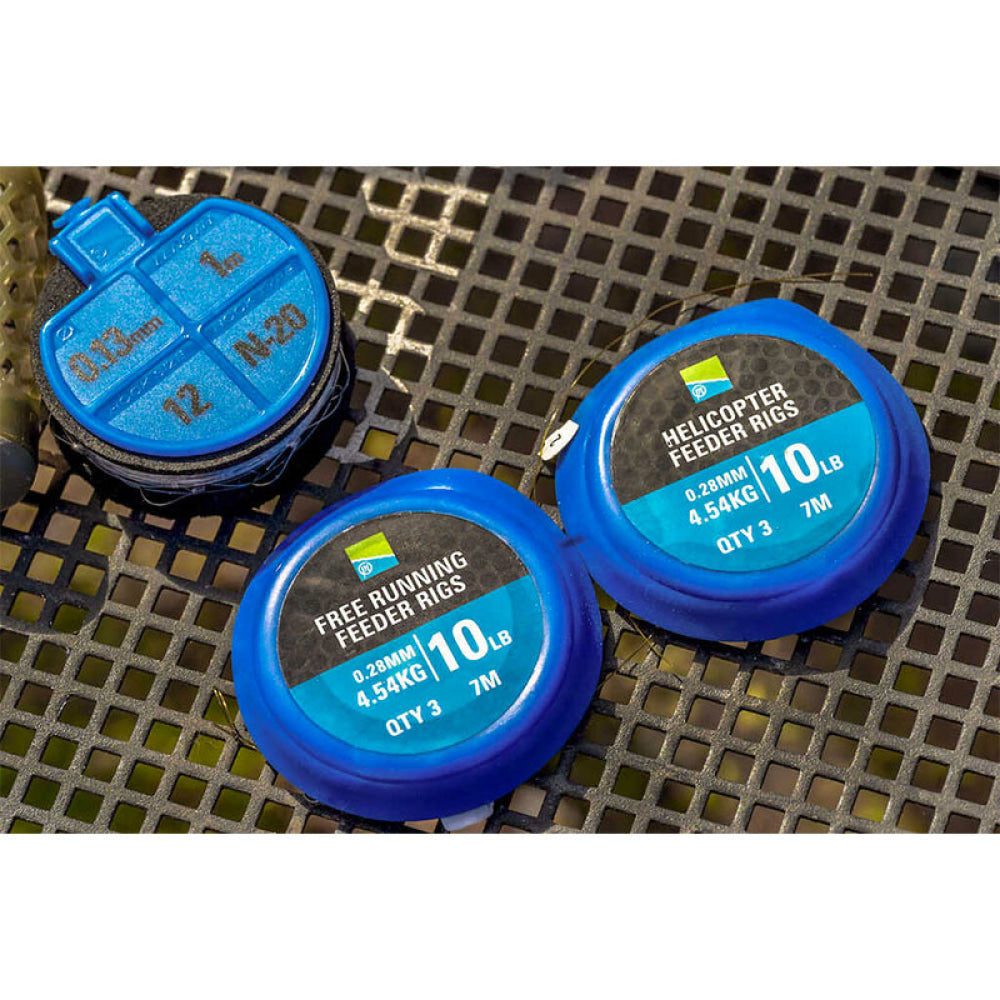 Preston - Terminali Pronti Helicopter Feeder Rigs 0.28Mm 4.54Kg 10Lb 7M (Qty 3)