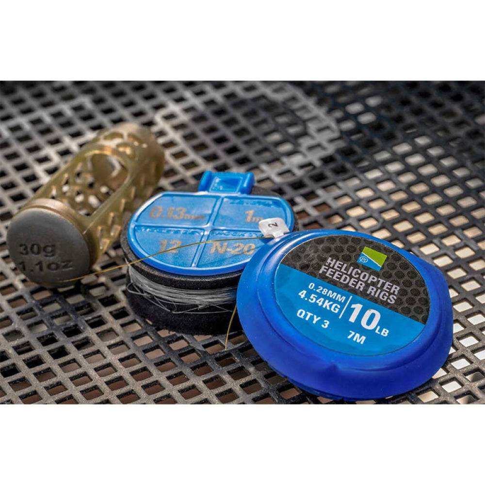Preston - Terminali Pronti Helicopter Feeder Rigs 0.28Mm 4.54Kg 10Lb 7M (Qty 3)