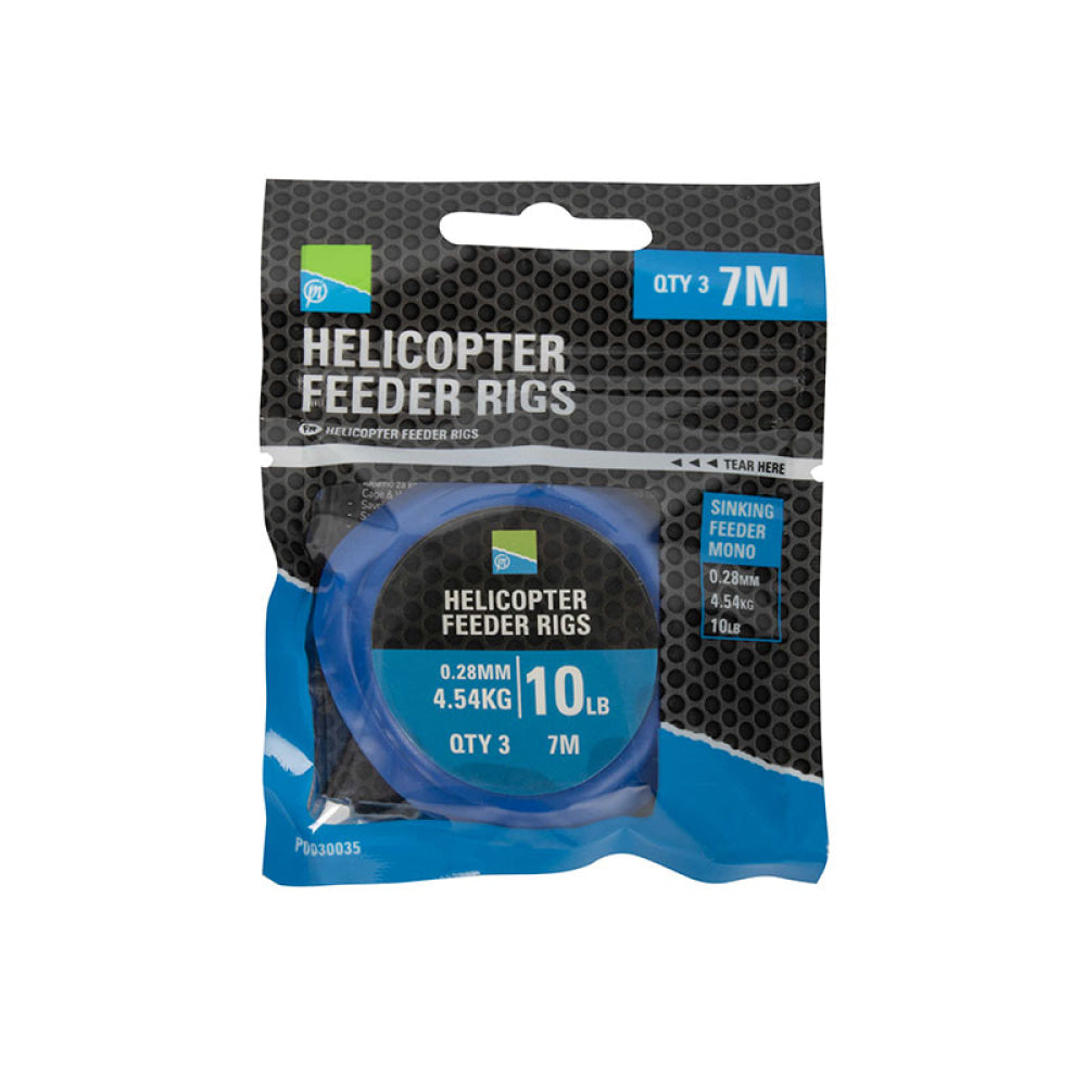 Preston - Terminali Pronti Helicopter Feeder Rigs 0.28Mm 4.54Kg 10Lb 7M (Qty 3)