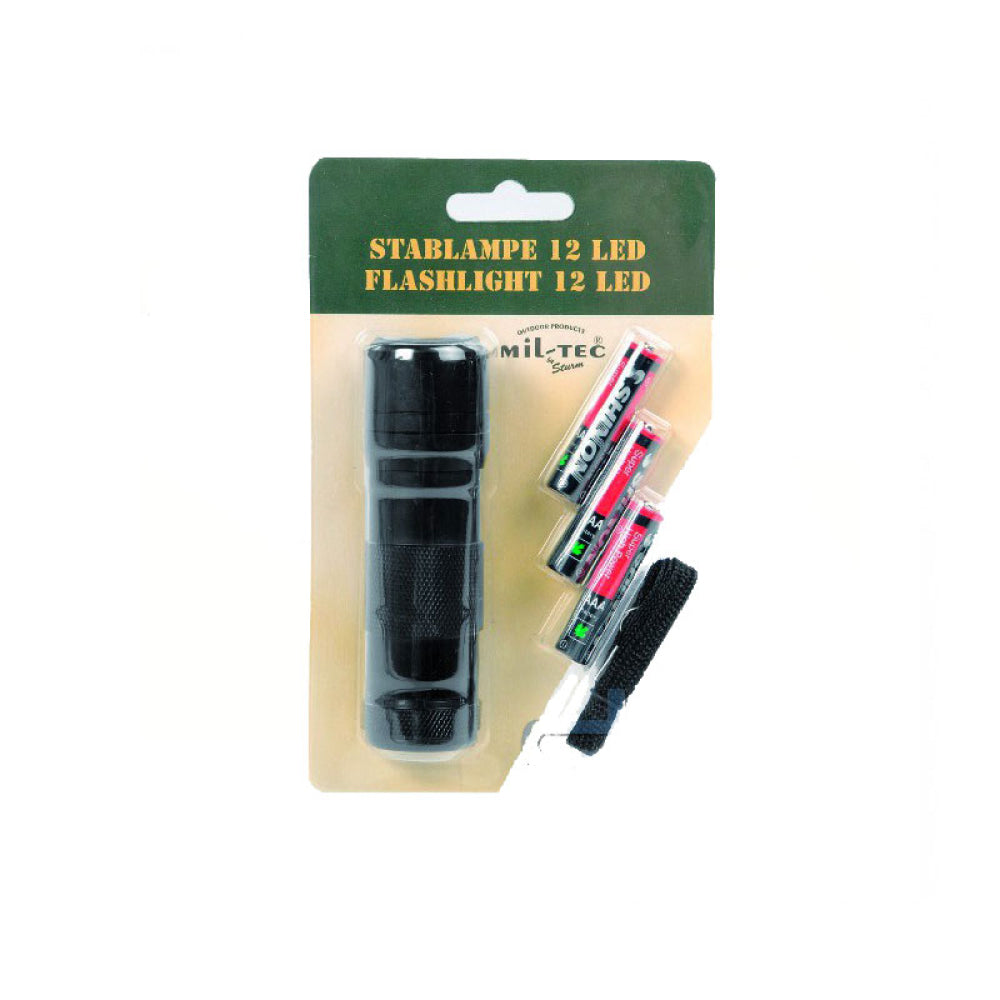 Torcia - Piatta 12 Led (3Aaa) Nera