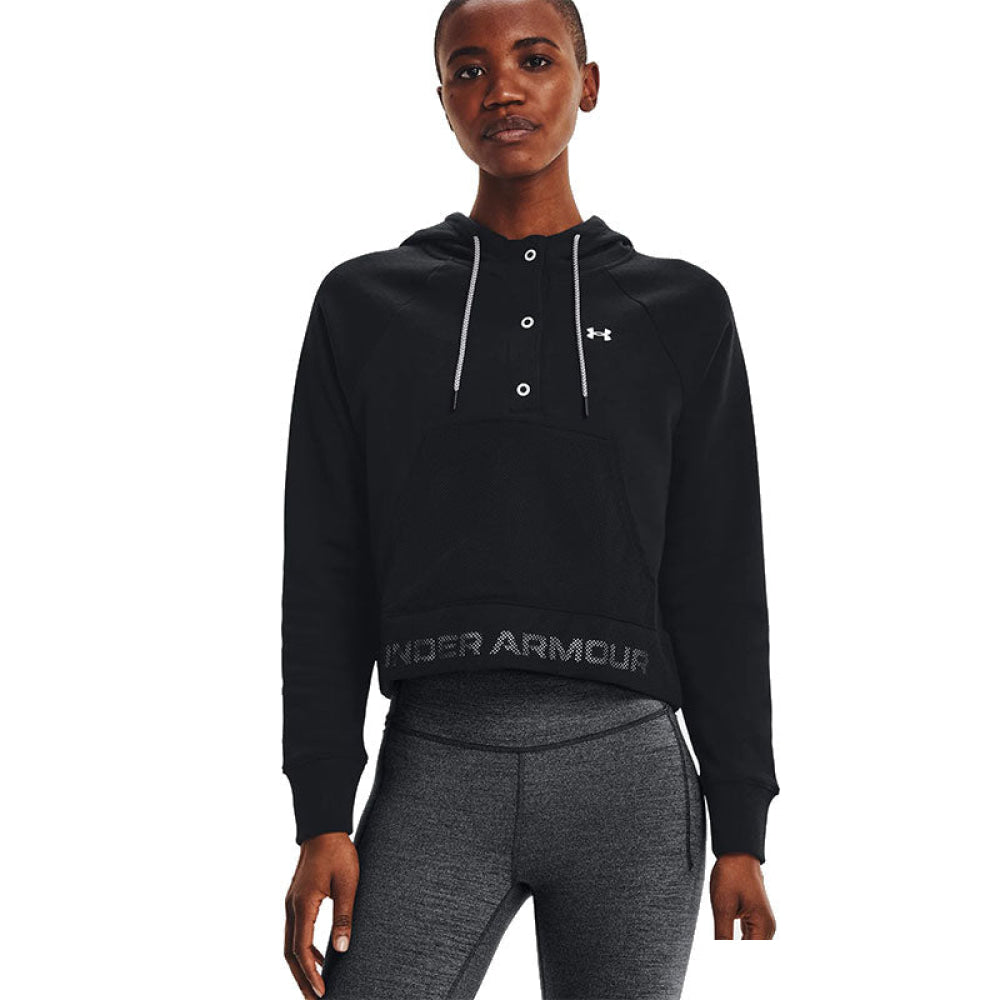 Under Armour - Donna Felpa Con Cappuccio Rival Fleece Mesh Ho Black / White 001