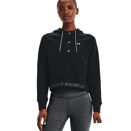 Under Armour - Donna Felpa Con Cappuccio Rival Fleece Mesh Ho Black / White 001