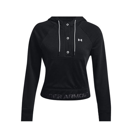 Under Armour - Donna Felpa Con Cappuccio Rival Fleece Mesh Ho Black / White 001 Xs