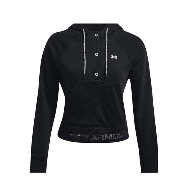 Under Armour - Donna Felpa Con Cappuccio Rival Fleece Mesh Ho Black / White 001 Xs