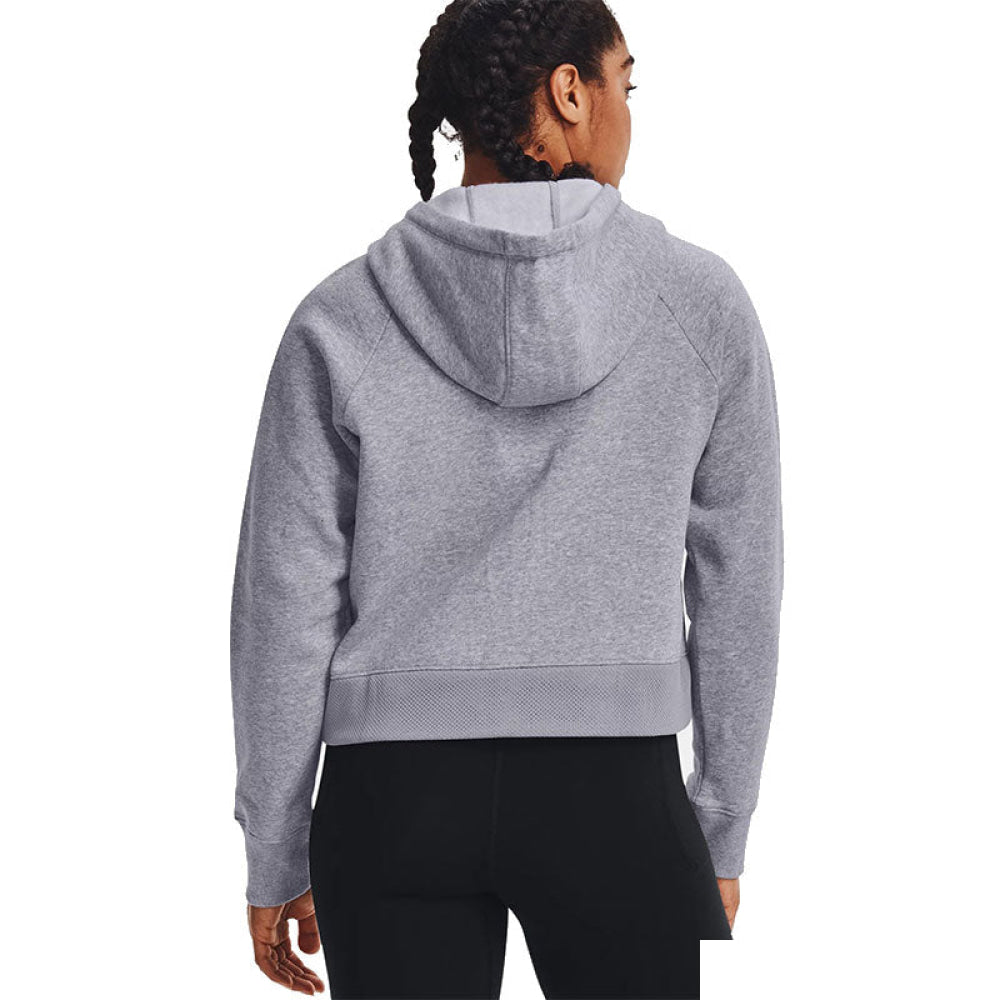 Under Armour - Donna Felpa Con Cappuccio Rival Fleece Mesh Ho Steel Medium Heather / Black 035
