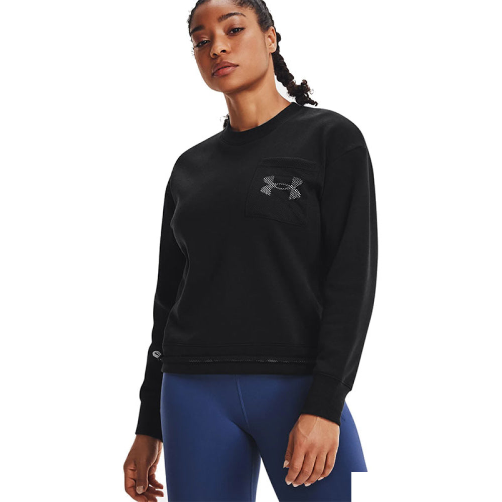 Under Armour - Donna Rival Fleece Mesh Crew Micro Pink / Black 685